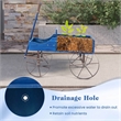 Pemberly Row Garden Plant Planter Wooden Wagon Planter W/ Wheel Blue