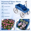 Pemberly Row Garden Plant Planter Wooden Wagon Planter W/ Wheel Blue