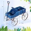Pemberly Row Garden Plant Planter Wooden Wagon Planter W/ Wheel Blue