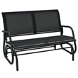 Pemberly Row Patio Swing Glider Bench Loveseat Rocking Chair Black