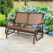 Pemberly Row Patio Swing Glider Bench Loveseat Rocking Chair Brown