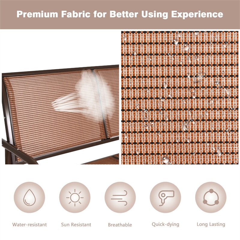 Pemberly Row Patio Swing Glider Bench Loveseat Rocking Chair Brown