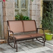 Pemberly Row Patio Swing Glider Bench Loveseat Rocking Chair Brown