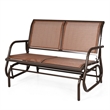 Pemberly Row Patio Swing Glider Bench Loveseat Rocking Chair Brown