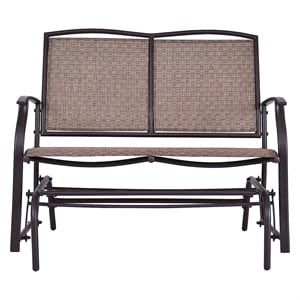 Pemberly Row Patio Glider Rocking Bench Double 2 Person Chair Brown