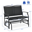 Pemberly Row Patio Glider Rocking Bench Double 2 Person Chair Black