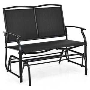 Pemberly Row Patio Glider Rocking Bench Double 2 Person Chair Black