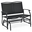 Pemberly Row Patio Glider Rocking Bench Double 2 Person Chair Black