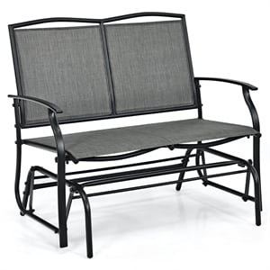 Pemberly Row Patio Glider Rocking Bench Double 2 Person Chair Gray