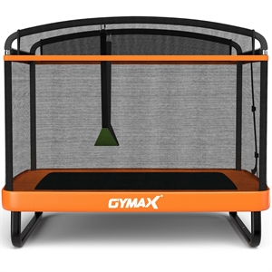Pemberly Row 6FT Kids Recreational Trampoline W/Swing Safety Enclosure Orange