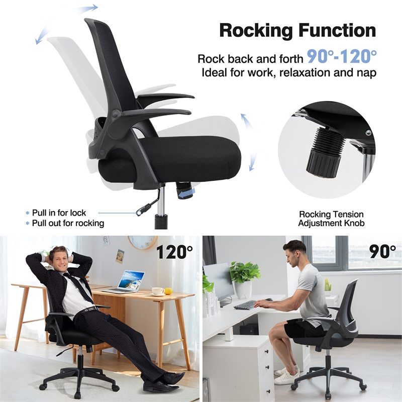 Pemberly Row Mesh Office Chair Adjustable Rolling Computer Chair Black