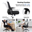 Pemberly Row Mesh Office Chair Adjustable Rolling Computer Chair Black