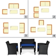 Pemberly Row 4PCS Patio Rattan Furniture Conversation Set Garden Navy