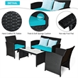 Pemberly Row 4PCS Patio Rattan Furniture Conversation Set Garden Turquoise
