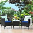Pemberly Row Outdoor 3 PCS Rattan Wicker Furniture Sets Navy
