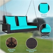 Pemberly Row 2 Person Patio Rattan Hanging Porch Swing Bench Chair Turquoise