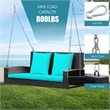 Pemberly Row 2 Person Patio Rattan Hanging Porch Swing Bench Chair Turquoise