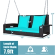 Pemberly Row 2 Person Patio Rattan Hanging Porch Swing Bench Chair Turquoise