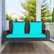 Pemberly Row 2 Person Patio Rattan Hanging Porch Swing Bench Chair Turquoise