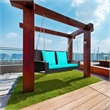 Pemberly Row 2 Person Patio Rattan Hanging Porch Swing Bench Chair Turquoise