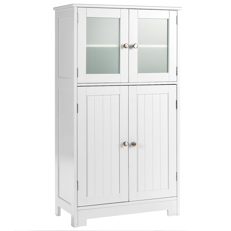 Pemberly Row Bathroom Floor Storage Cabinet Kitchen Cupboard White