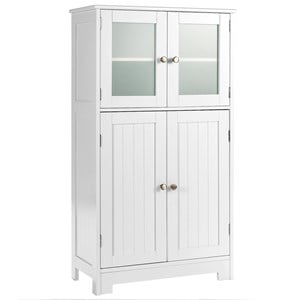 Pemberly Row Bathroom Floor Storage Cabinet Kitchen Cupboard White