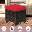 Pemberly Row 2PCS Patio Rattan Ottoman Cushioned Seat Foot Rest Red