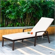 Pemberly Row Patio Rattan Lounge Chair Chaise Back Adjustable Brown