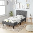 Pemberly Row Wooden Upholstered Bed Twin Size Button Tufted Gray