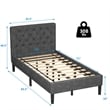 Pemberly Row Wooden Upholstered Bed Twin Size Button Tufted Gray