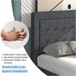 Pemberly Row Twin Size Upholstered Bed Frame Button Tufted Foundation Gray