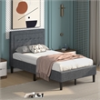 Pemberly Row Twin Size Upholstered Bed Frame Button Tufted Foundation Gray