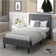 Pemberly Row Twin Size Upholstered Bed Frame Button Tufted Foundation Gray