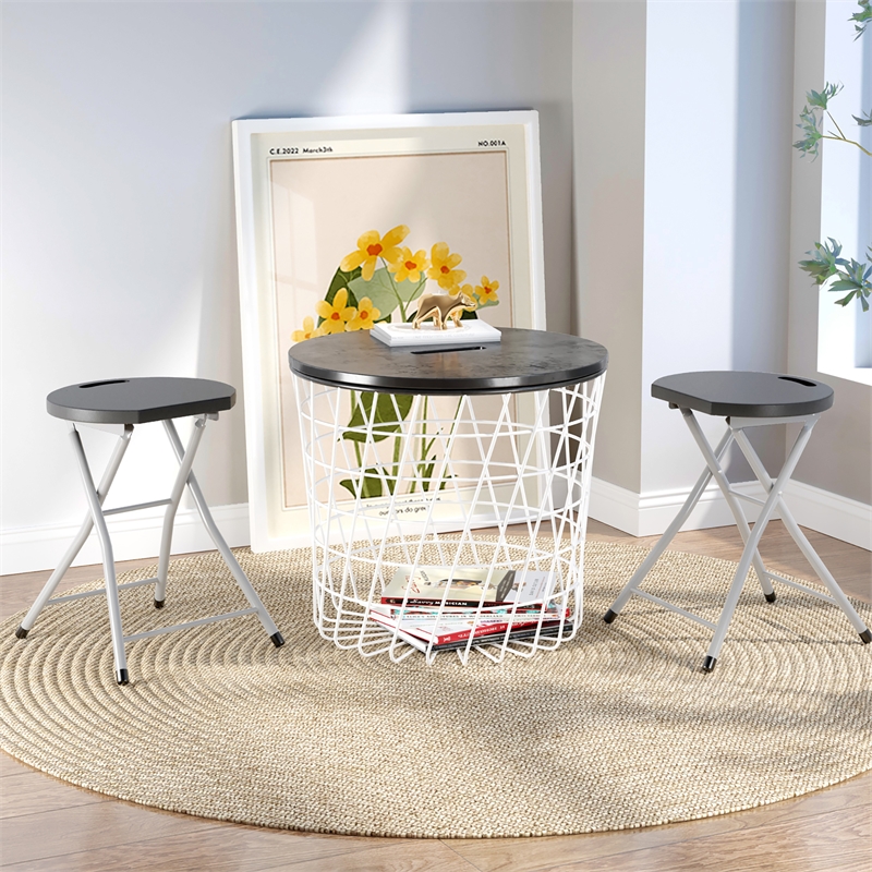 Pemberly Row Portable Sturdy Folding Stools Lightweight Fishing Stool Black