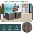 Pemberly Row 2PCS Patio Rattan Ottoman Seat Storage Box Turquoise