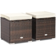 Pemberly Row 2PCS Patio Rattan Ottoman Seat Storage Box off White