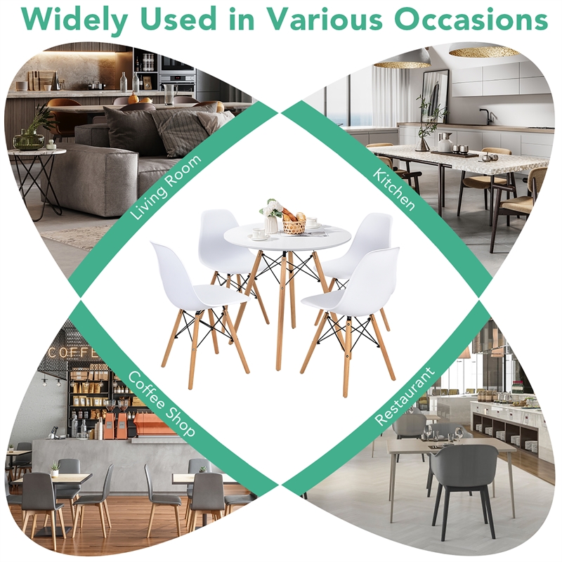 Pemberly Row Contemporary 5 PCS For 4 Round Dining Room Table Set