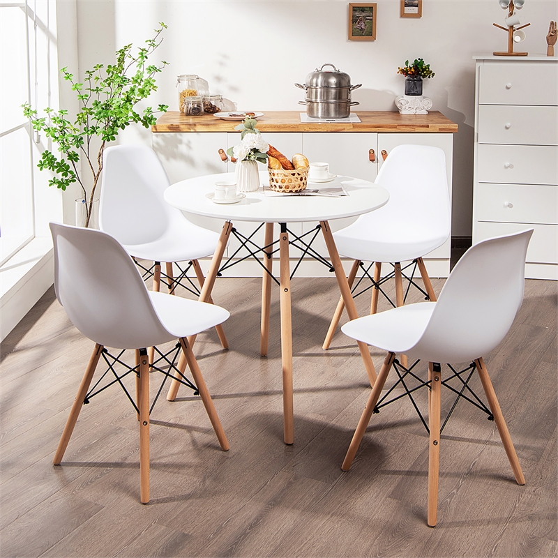 Pemberly Row Contemporary 5 PCS For 4 Round Dining Room Table Set