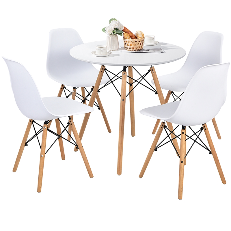 Pemberly Row Contemporary 5 PCS For 4 Round Dining Room Table Set