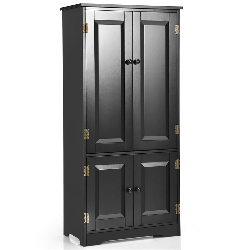 Pemberly Row Accent Floor Storage Cabinet W/ Adjustable Shelves Black