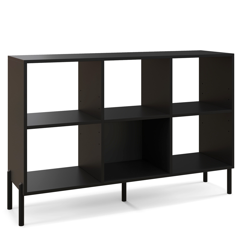 Pemberly Row 6 Cube Storage Shelf Organizer Bookcase Square Cubby Cabinet Black