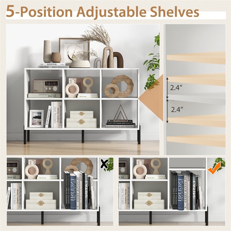 Pemberly Row 6 Cube Storage Shelf Organizer Bookcase Square Cubby Cabinet White