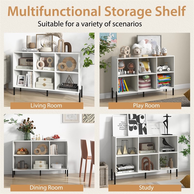Pemberly Row 6 Cube Storage Shelf Organizer Bookcase Square Cubby Cabinet White