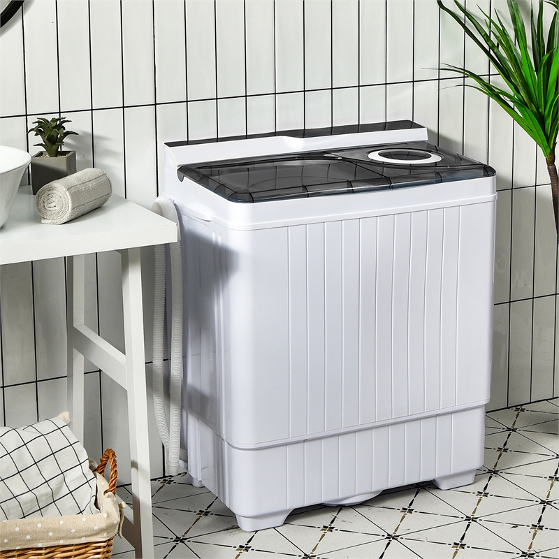 Pemberly Row 26lbs Portable Semi automatic Washing Machine W/Drain Pump Gray