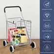 Pemberly Row Folding Shopping Cart Utility Trolley Portable For Grocery Silver