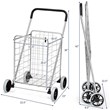 Pemberly Row Folding Shopping Cart Utility Trolley Portable For Grocery Silver