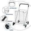 Pemberly Row Folding Shopping Cart Utility Trolley Portable For Grocery Silver