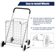 Pemberly Row Folding Shopping Cart Utility Trolley Portable For Grocery Silver