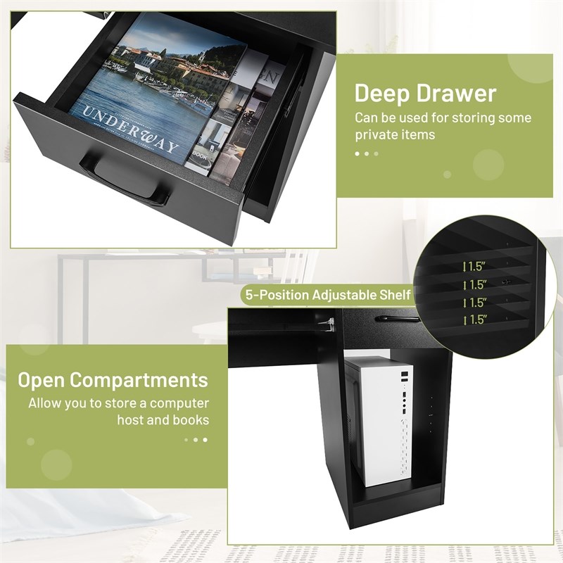 Pemberly Row 22 inch Wide Computer Desk Writing Study Laptop Table Black