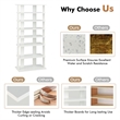 Pemberly Row 7 Tier Double Rows Shoe Rack Vertical Wooden Organizer White